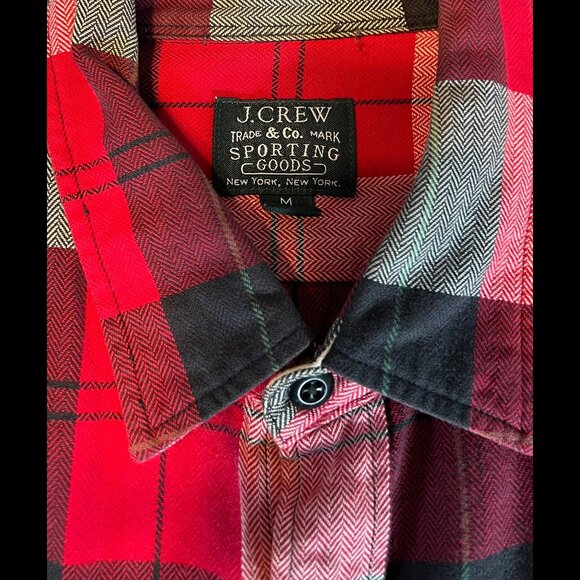 J.Crew Men’s Flannel Shirt – Red & Black Plaid, Size M - Picture 3 of 4